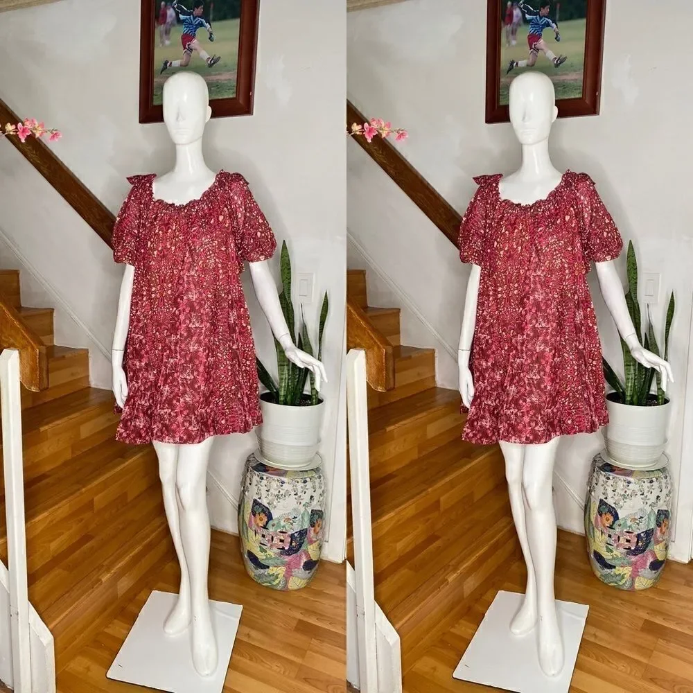 Free People jet set floral bardot mini dress